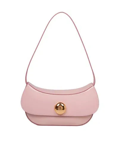 Marni Butterfly Hobo Bag In Shiny Brushed Leather In Pink