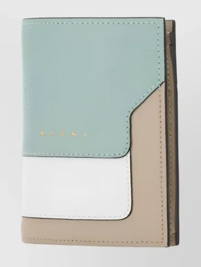 Marni Bi-fold Leather Wallet In Cyan