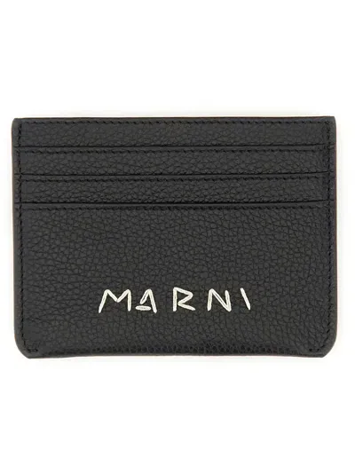 Marni Card Holder With Logo Darning In Black