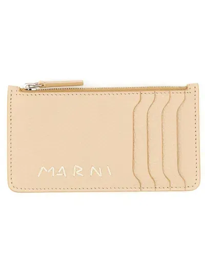 Marni Card Holder With Logo In Ivory