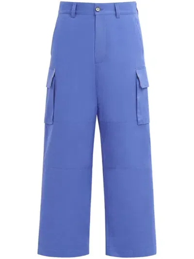 Marni Cargo Pockets Cotton Trousers In Blue