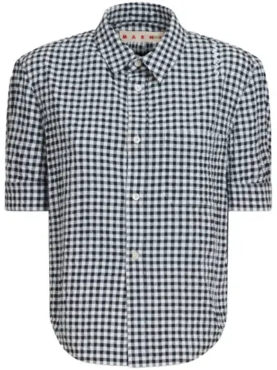 Marni Check Pattern Shirt In Black