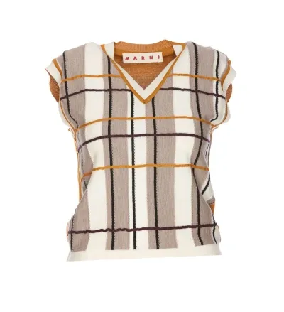 Marni Checked Vest In Multicolour