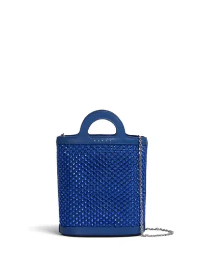 Marni Crystal-embellished Tote Bag In Blue