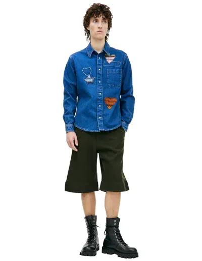 Marni Denim Shirt With Patches In Blue