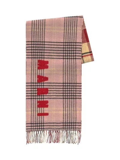 Marni Double Check Scarf In Pink