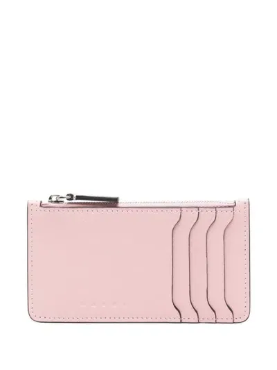 Marni Embossed-logo Card Holder In 粉色