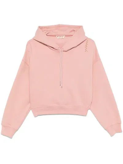 Marni Embroidered-logo Hoodie In Rosa