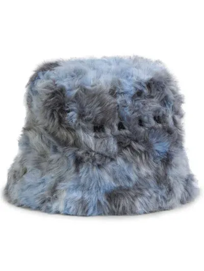 Marni Faux Fur Bucket Hat In Blue