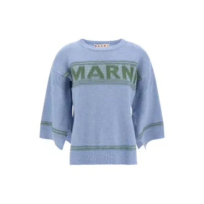 Marni Fendi Logo Sweater In Blue