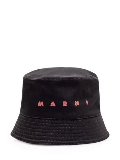 Marni Fisherman's Hat With Logo In Black