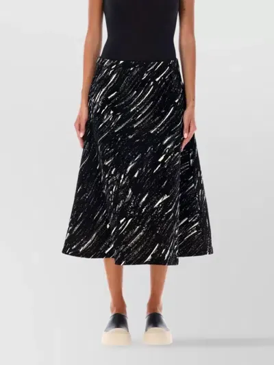 Marni Flared High Waist Midi Skirt In Black