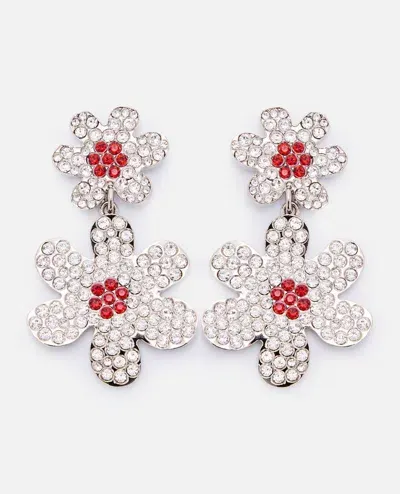 Marni Flower Pendant Earrings In Silver