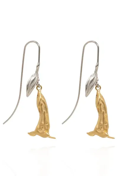 Marni Flower-charm Drop Earrings In Gold