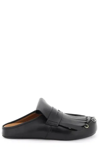 Marni Fringed Round Toe Sandals In Black