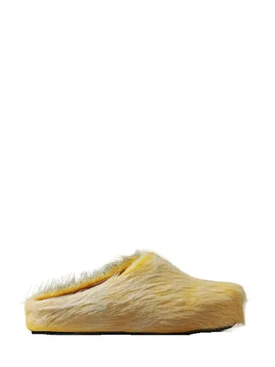 Marni Fussbett Sabot In Long-haired Calfskin. In Yellow & Orange