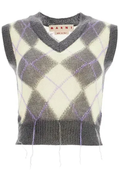 Marni Gilet Corto In Mohair In Multicolor