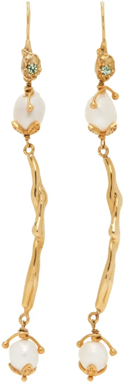 Marni Gold River Pearl Dangle Earrings In 00w10 Pearl