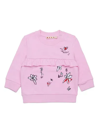 Marni Babies' Graphic-print Cotton Sweatshirt In Pink