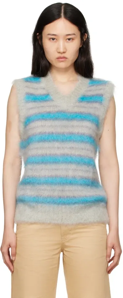 Marni Gray & Blue Iconic Vest In Rgn07 Titanium