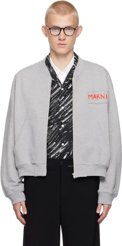 Marni Gray Zipped Sweatshirt In 00n15 Sodium