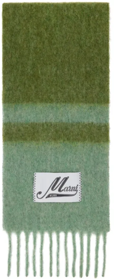 Marni Green & Purple Striped Scarf In Stv40 Kiwi