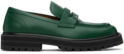 Marni Green Leather Piercing 2.0 Chunky Loafers In 00v55 Forest Green