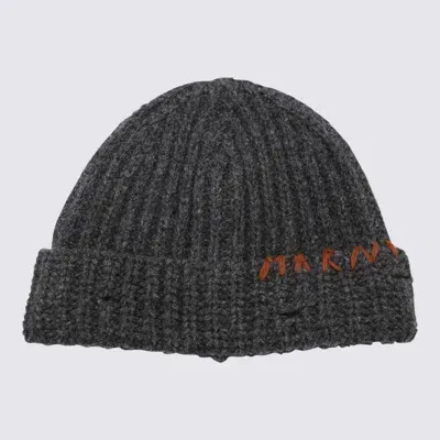 Marni Grey Wool Beanie In Granite