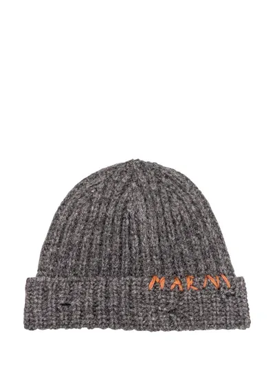 Marni Hat With Logo In Grey