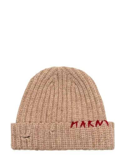 Marni Hat With Logo In Moccasin