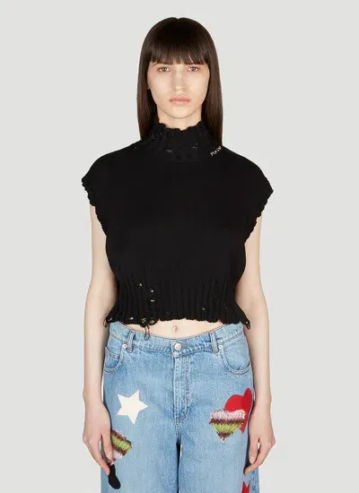 Marni High Neck Cropped Sweater In Black