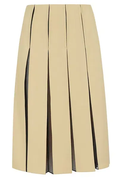 Marni A-line Midi Pleated Skirt In Beige