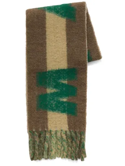 Marni Intarsia-knit Alpaca Wool-blend Scarf In Neutrals