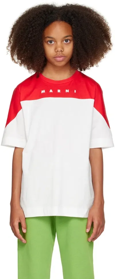 Marni Kids Red & White Two-tone T-shirt In 0m110