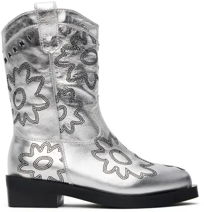 Marni Kids Silver Cowboy Boots In Var 3