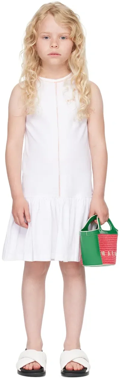 Marni Contrast-stitch Peplum Dress In 白色