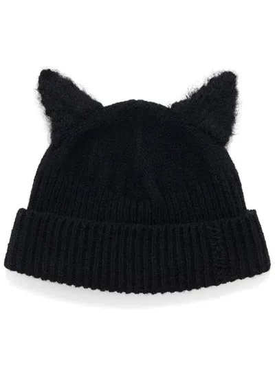 Marni Kitten Ear Knit Beanie In Black