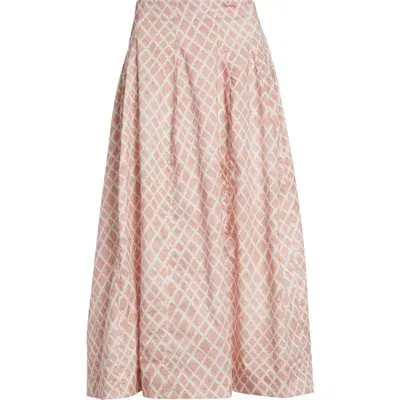 Marni Landscapes Cotton Poplin Midi Skirt In Pink