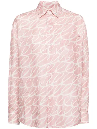 Marni Landscapes-print Poplin Shirt In Pink