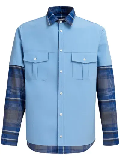 Marni Layered-design Long-sleeve Shirt In Chb57 Mazarine Blue