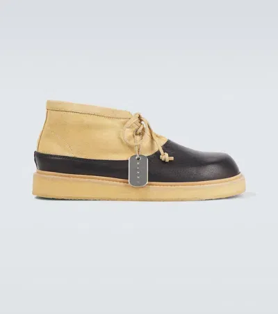 Marni Leather And Suede Desert Boots In Black Sand