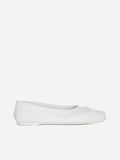 Marni Dancer Leather Bow Ballerina Flats In Lily White