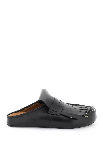 Marni Leather Clogs With Bangs And Piercings In Black