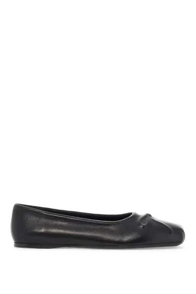 Marni Leather Little Bow Ballerina In Black