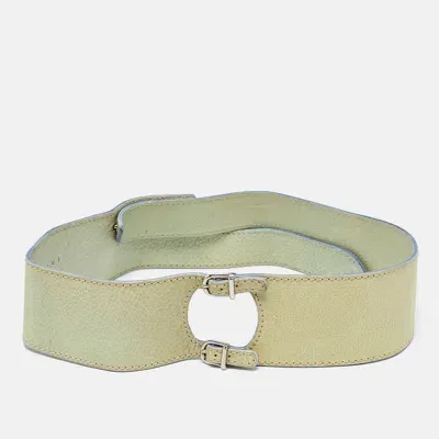 Pre-owned Marni Light Green Leather Adjustable Double Strap Wide Belt