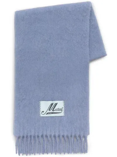 Marni Logo-appliqué Scarf In Purple