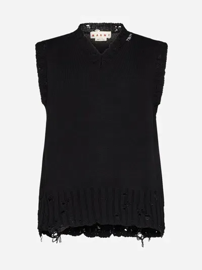 Marni Ripped Vest In Black