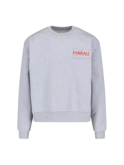 Marni Logo Crewneck Sweatshirt In Grey