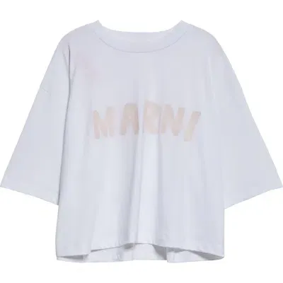 Marni Logo Crop Organic Cotton Graphic T-shirt In Lily White