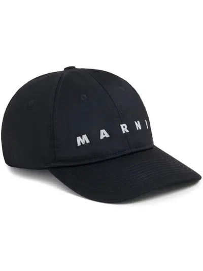 Marni Logo-embroidered Baseball Cap In Black